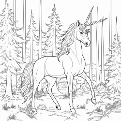 a unicorn in the forest