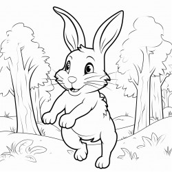 a rabbit running in the forest