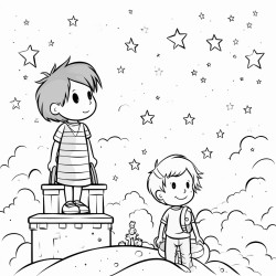 a night filled with stars and a couple is looking up at the sky