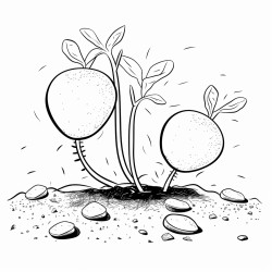 realistic watermelon seed sprout coming from the ground coloring page