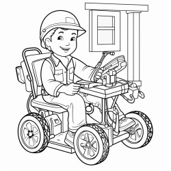 young electrician and his trusty side kick who is in a wheel chair