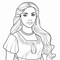 draw a woman from the country el salvador with long hair