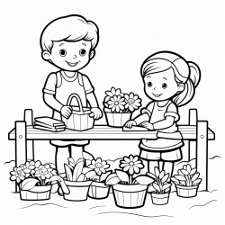 working in garden