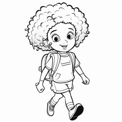 a afro girl going to school