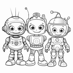 cartoon robots in autumn