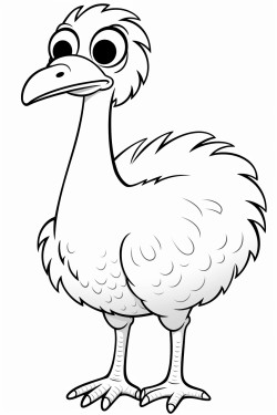 cute ostrich in black and white to color