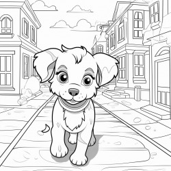 puppy walking down the street