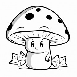 a friendly ladybug sitting on a red mushroom in a sunny meadow coloring book style thick black outlines