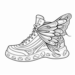 a basketball shoe with a fairy wing pattern and a delicate design