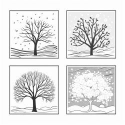 all four seasons no black backgrounds cartoon style
