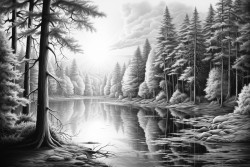 he sun rises on a quiet morning soft light filtering through the trees