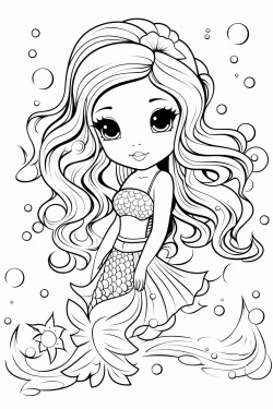 a cute ocean serenity  coloring bookvector white background black and white black drawing