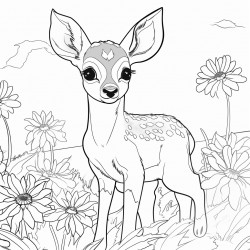 baby deer in a field of sunflowers