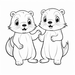 mommy and son otter holding hands