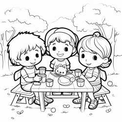 cute cozy friends enjoying a picnic in a park