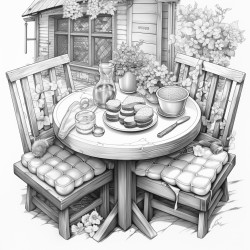 topdown view of a cafe table featuring coffee pancakes sparkling wine and waffles