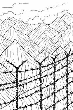 cover silhouette against dark 1980s romania barbed wire bold title patterns for coloring add depth and engagement