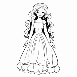 girl long hair gala dress long gloves