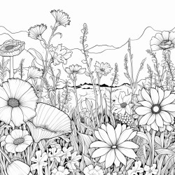 field of wild flowers with a quote that says yolo