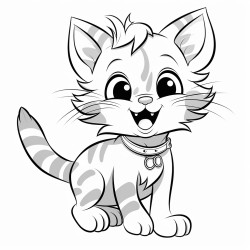 full body kitten with stripes with her tongue hanging out of her mouth