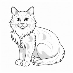 a grey and white norwegian forest cat with yellow eyes