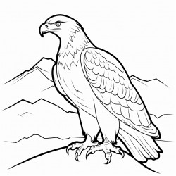 simple and cute eagle outline drawing with thin bold lines