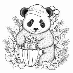 christmas panda in a christmas setting