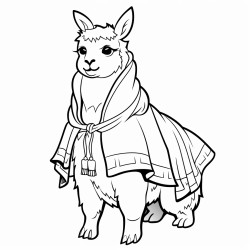 un lama et un poncho