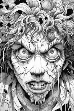 disform horror clown with spiral eye