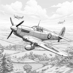 wartime spitfire aircraft flying over france