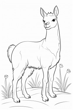 llama grazes on grass
