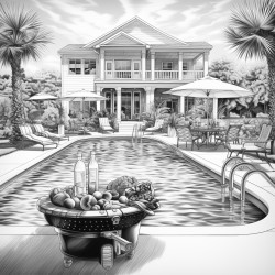 pool party with a cook out