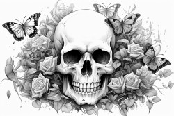 skull with butterflies
