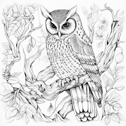 an owl in a tree in a forest