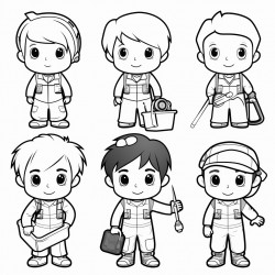 a little cute boy in different roles and jobs