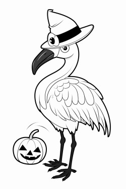 flamingo celebrating halloween