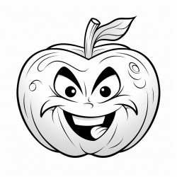 a cartoon character of an apple with a face