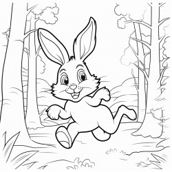 a rabbit running in the forest