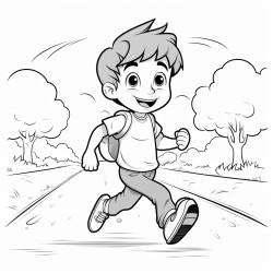 boy  runs onto the road