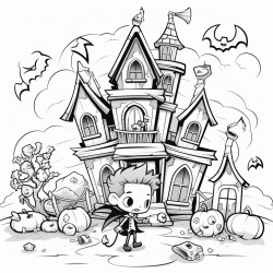 intrieur dune maison halloween avec personnes vampires et chauvesouris pour une enfant de 6 ans