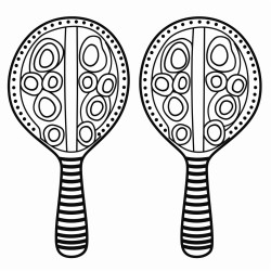 a pair of maracas with simple handpainted designs such as stripes or dots