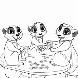 4 meerkats playing poker
