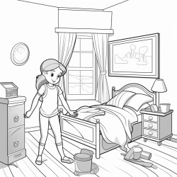 a mam ant tidying her room