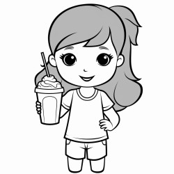 a girl holding a milkshake
