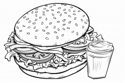 draw a cheeseburger with lettuce tomato cheese and pickles
