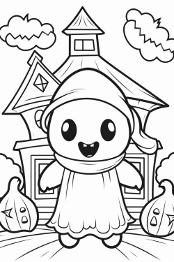 kawaii style ghost trickortreating