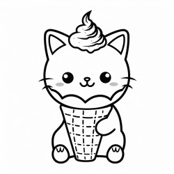 a cat eating icecream in a cone