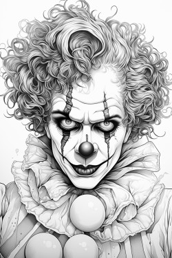 disform horror clown with spiral eye