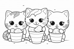 three cats eating ice cream