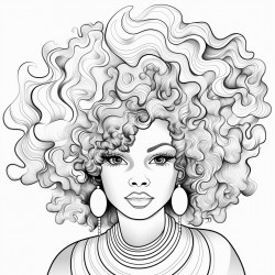 create african african woman with big curly hair 